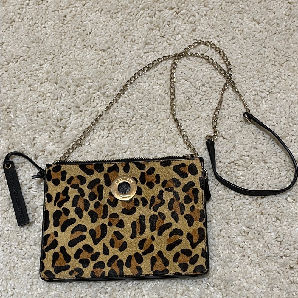 Leopard Print Wristlet with Gold Chain
